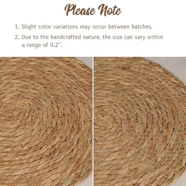 13 in Round Woven Placemats Plate Chargers Set of 10, Boho Farmhouse Rustic Woven Place Mats for Dining Table Decor, Rattan Wicker Table Mats Jute Braided Chargers for Dinner Plates - Image 7