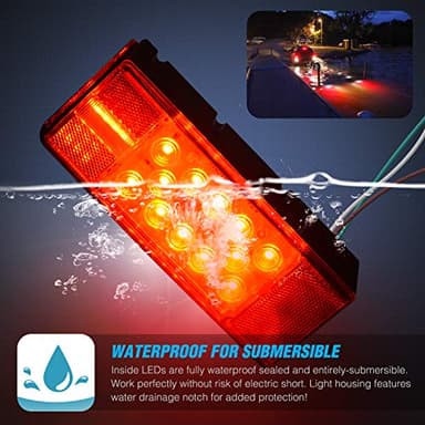 Nilight TL-20 2PCS Submersible Kit Low Profile Rectangular LED Stop Tail Turn Signal Side Marker Light on 12V RV Pickup Trucks Marine Boats Trailers, 2 Years Warranty,Red, White, Black - Image 4