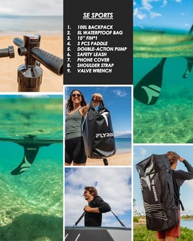 11'6x35'' Extra Wide Inflatable Paddle Board, 450lb Capacity Stand Up Paddle Board for Adults (x3), Stable Inflatable SUP, All Skill Levels, 3 Handles, 100L Backpack, 3PCS Paddle, 5L Dry Bag - Image 8