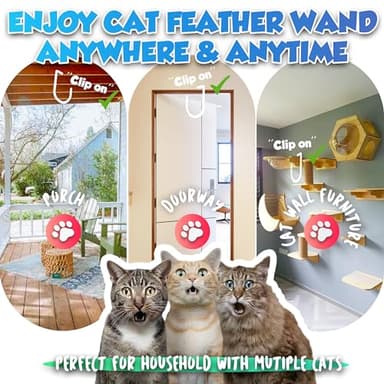 LEKEWPET Retractable Cat Feather Toys 7PCS Refills with Bell, Interactive Doorway Hanging Teaser Toys for Indoor Cats, Kitten Play Exercise Feather Teaser Wands - Image 5