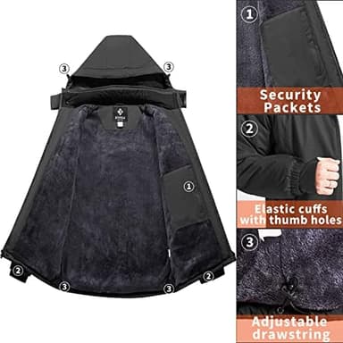 Men's Winter Skiing Jacket Waterproof Warm Snow Fleece LiningCoat Mountain Hooded Windproof Rain Jacket S-6XL - Image 5