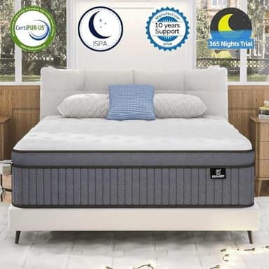 Firm King Size Mattress [Enhanced], 12 Inch King Mattress in A Box, Hybrid Mattresses with Gel Memory Foam & Independent Pocket Springs, Pressure Relief, Cooling, Additional Support, 365-Night Trial - Image 2