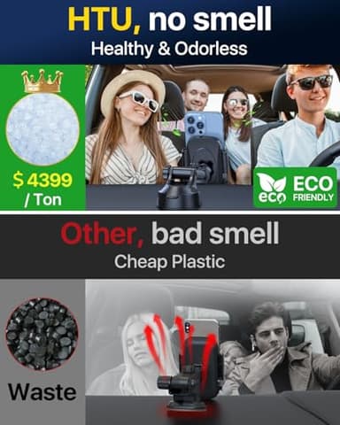 [True Military-Grade] Car Phone Holder【2024 Stronger Suction & Clip】 Universal Cell Phone Holder for Car Mount for Dashboard Windshield Air Vent Long Arm Cell Phone Car Mount Thick Case (Drak Black) - Image 6