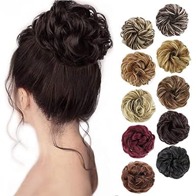MORICA Messy Bun Hair Piece Curly Fake Hair Bun Scrunchies Extensions Synthetic Chignon Updo Hairpieces for Women Dark Brown - Image 1