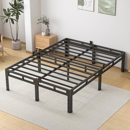 NKZ Queen Size Bed Frame 14 Inch, Metal Bed Frame & Box Spring 2 in 1 Platform with Round Corner Legs, 4000lbs Weight Capacity Reinforced Metal Frame, Headboard Hole, Noise-Free, Easy Assembly - Image 1