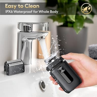 Brightup Foil Shavers for Men - Smooth & Painless Electric Razor for Men with Back Beard Trimmer for Long Thick - Wet Dry Shaving/Travel Lock/LED Display/IPX6 Waterproof - Image 7