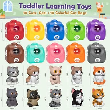 Learning Toys for 1 2 3 Year Old Boys Girls, 20 Pcs Cat Toys for Toddlers 1-3, Kitten Finger Puppet Games, Counting Matching Sorting Motor Educational Playset, Gifts for Baby Toddlers Age 12-18 Months - Image 2