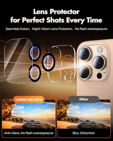 UNBREAKcable 2+2 Pack for iPhone 16 Pro Max Screen Protector & Lens Protector 【Military-Grade】【Easy Install】【Efficient Night Shot】9H+ Shatterproof Tempered Glass Film,Bubble-Free&Anti-Fingerprint ,Case Friendly-6.9 inch - Image 5