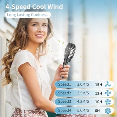 ISFOFO Mini Portable Hand Fan 2 Pack, 4 Speeds, USB Rechargeable, Foldable Travel Fan for Outdoor, Beach, Camping, Office - Image 2