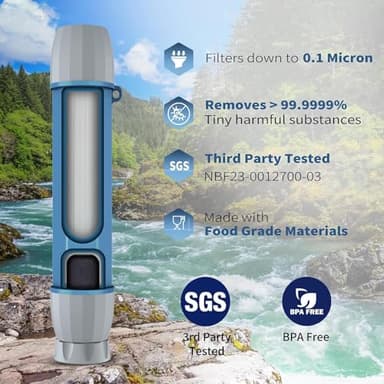 YWF01 Water Filter Straw for Drinking Survival, Portable Water Filter Water Filtration System Prepper Gear and Supplies for Emergency Preparedness, Camping, Hiking, Backpacking and Travel, 8 Pack - Image 2