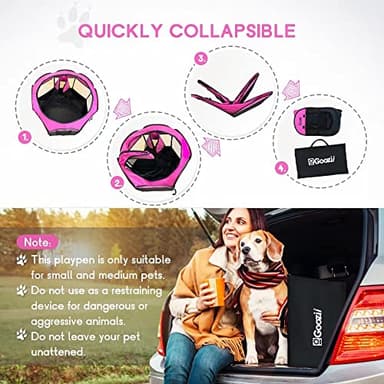 GOOZII Pet Cat Playpen for Indoor Cats Enclosed, Portable Foldable Dog Playpen Outdoor Tent Crate Cage with Zipper Top Cover Door for Kitten Puppy Outside Rv Car Camper (Small Size, Pink) - Image 6
