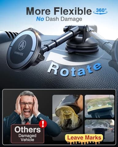 【2025 Military-Grade】VANMASS for MagSafe Car Mount【Upgraded Strongest Magnetic&Suction】Phone Holder Cell Stand for Dashboard Windshield Vent,Tesla Truck Cradle for iPhone 17 Pro Max 16 15 14 13 12 Air - Image 8