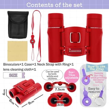 CROSSROAD 10x Binoculars for Adults and Children, Mini Pocket Binoculars, Waterproof Compact Binoculars for Bird Watching, Hunting, Concerts, Theater, Opera, Travel, Japan Quality (Red) - Image 9