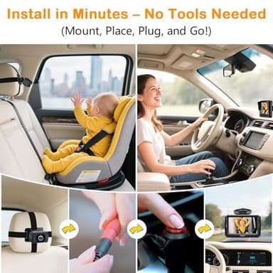 Rohent Baby Car Camera HD 1080P - Rear-Facing Infant Monitor with Night Vision Car Camera for Baby 150° Wide-Angle Lens Anti-Glare Screen Easy Install 360° Adjustable Display - Image 3