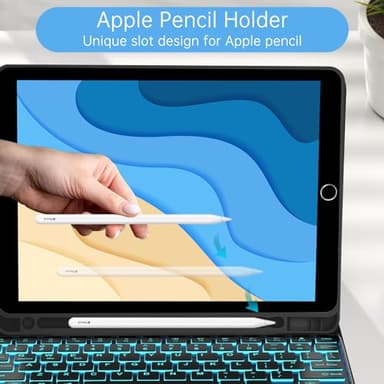 iPad 9th Generation Case with Keyboard 10.2 inch, Detachable Wireless Keyboard with Smart Touchpad, 7 Color Backlit, Slim Folio Cover with Pencil Holder for iPad 8th/7th Gen/iPad Air 3rd Gen - Grey - Image 5