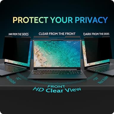 Peslv Magnetic Laptop Privacy Screen 15.6 inch for 16:9 Computer Monitor, 15" Removable Anti Glare Protector Blue Light Filter Shield Compatible with Lenovo Hp Dell Acer Asus Thinkpad Envy Xps - Image 3