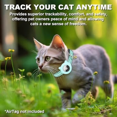 BXPAW Airtag Cat Collar,Reflective Cat Tracker Collar with Air Tag Holder and Safety Elastic Band,Breakaway GPS Collars for Girl Boy Cats,Kittens and Puppies (Green, Extra Small) - Image 6