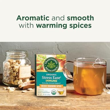 Traditional Medicinals Tea, Organic Stress Ease Immune with Adaptogens, Everyday Immune Support, Reishi Warming Spice, 96 Tea Bags - Image 4