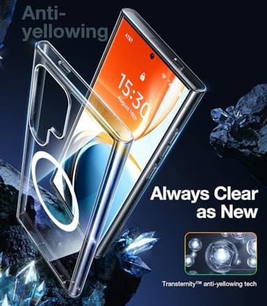 TORRAS Magnetic Shockproof for Samsung Galaxy S25 Ultra Case, [Fit for MagSafe][4X Military Grade Protection][Anti-Yellowing] Magnetic Slim Clear Case for Samsung S25 Ultra Case, Diamond Clear - Image 5