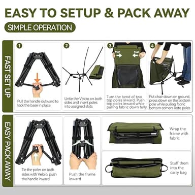 MARCHWAY Lightweight Folding High Back Camping Chair with Head Support, Stable Portable Compact for Outdoor Camp, Travel, Beach, Picnic, Festival, Hiking, Backpacking (Highback Green) - Image 6