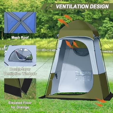 Camping Shower Tent, 7.9 FT Oversize Changing Tents, Portable Outdoor Bathroom Toilet Tent with Floor, Easy Set Up Privacy Shelter for Dressing, Hiking, Fishing, UPF50+ - Image 7
