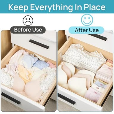 Vtopmart 12 Pack Drawer Dividers for Clothes, 4" High 10.2"-16.6" Adjustable Expandable Dresser Drawer Organizer, Clear Plastic Separators for Dresser, Baby Clothing, Underwear, Cosmetic, Toiletries - Image 3