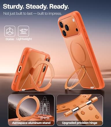 TORRAS for iPhone 17 Pro Max Case with Stand, Camera Control Button, Fit for MagSafe, Military Grade Protection, Translucent Slim Soft Edge Case for iPhone 17 Pro Max 6.9", Orange - Image 8