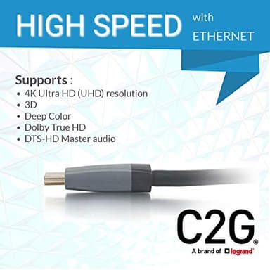 Legrand - C2G Ethernet Cable, 4k High Speed HDMI Cable, Black In Wall HDMI Cable, 60 hz HDMI Cable, HDMI Cable 5 ft, 1 Count, C2G 50626 - Image 2