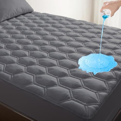 Lunsing Queen Size Mattress Protector, Waterproof Breathable Soft Queen Mattress Pad Cover, Machine Washable, 6-18 in Deep Pocket, Grey - Image 1