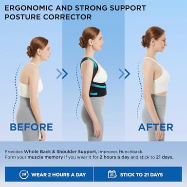 Vicorrect Posture Corrector for Women and Men: Back Brace Support - Shoulders Straightener Relieve Upper Back Pain (Black, Large) - Image 5
