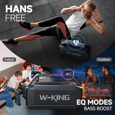 W-KING Portable Loud Bluetooth Speaker, 100W Max Waterproof Outdoor Speakers Bluetooth Wireless, IPX6 Party Big Large Speaker Boombox, 60W Exlarge Deep Bass Passive Radiator/40H/Power Bank/TF/AUX/EQ - Image 6