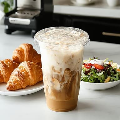 TashiBox plastic cups with lids [24 oz 100cups&100flat lids],Clear Crystal disposable plastic cups,smoothie cups - Image 4