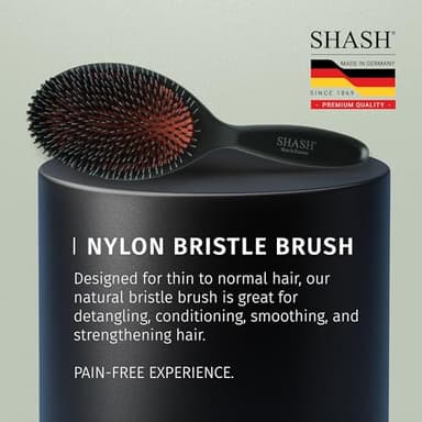 Since 1869 Hand Made In Germany - Nylon Boar Bristle Brush Suitable For Normal to Thick Hair - Gently Detangles, No Pulling or Split Ends - Softens and Improves Texture, Stimulates Scalp (Large) - Image 6