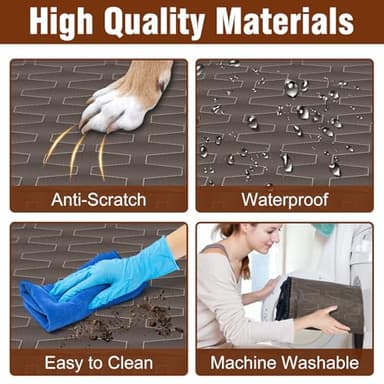 NECKORY Dog Seat Cover for Back Seat, Waterproof Non Slip Car Seat Cover, Scratchproof Dog Car Hammock with Convex Grid & Pocket for Cars SUVs and Trucks - L, Brown/Black - Image 4