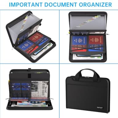 ENGPOW Accordion File Organizer,Fireproof Expanding File Folder with Multi Pockets,13 Pockets Document Organizer with Handle & Labels,Portable Home Travel Safe Storage for Letter A4 Files and More - Image 4