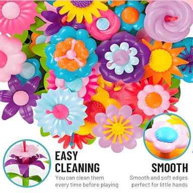 FUNZBO 138pcs Flower Garden Building Set - Christmas Spring Toys for 3 4 5 6 7 Years Old Girl, Sorting & Stacking Building Block, STEM Montessori Educational Toy for Kid Toddler Birthday Gift - Image 6