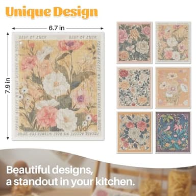 JOYMOOP 12 Pack Decorate Cleaning Cloth (Quiet Luxury of Decorative Series), Reusable Absorbent Dish Towels, Non-Scratch Washable Rags for Cookware, Kitchen and Household Cleaning - 6.7×7.9 inch - Image 2