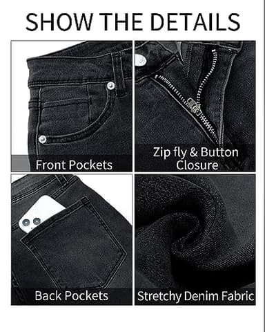 GRAPENT High Waisted Jeans for Women Pantalones De Mujer Cintura Alta High Waist Jeans Womens Jeggings Tummy Control Jeggings High Waist Black Slacks Women Color Washed Black Large Size 12 Size 14 - Image 5