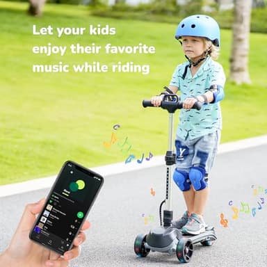 iScooter iK2 Electric Scooter for Kids Ages 3-8, Bluetooth Features, Thumb Accelerator, Colorful Lights, 3 Adjustable Height Toddler Motorized Scooters, Foldable Scooter for Kids (Black) - Image 3