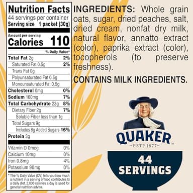 Quaker Instant Oatmeal, Peaches & Cream, 1.05oz, 44 Counts (Pack of 1) - Image 2