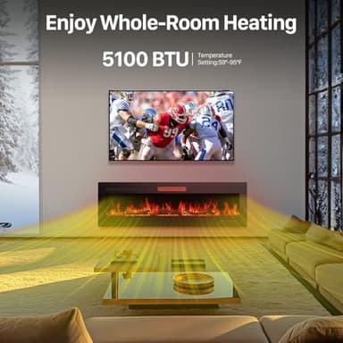 Sweetcrispy 60" Electric Fireplace Wall Mounted or Recessed Insert, 1500W/750W Freestanding Fireplaces Heater with Remote Control,13 Adjustable Flame Color, 12H Timer, Touch Screen - Image 2