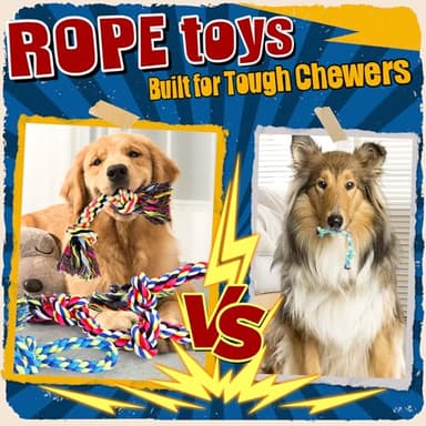 Forfon Heavy Duty Dog Toy for Aggressive Chewers – Tough Chew Toys for Large Dogs, Ideal for Tug-of-War & Teeth Cleaning, with 3 Rope Toys & 2 Dog Bags - Image 6