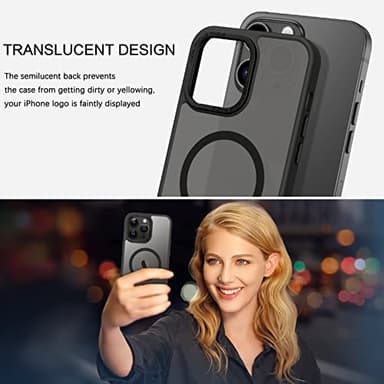 BENTOBEN Magnetic for iPhone 13 Pro Max Case, [Compatible with MagSafe] Translucent Matte Frosted Anti-Fingerprint Slim Shockproof Women Men Protective Cover Case for iPhone 13 Pro Max 6.7",Black - Image 3