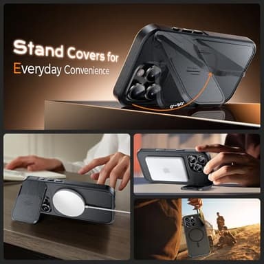 TOCOL for iPhone 16 Pro Case with Slide Camera Cover, Kickstand and Camera Control Button, Fit for MagSafe, Rugged Solid Phone Case, Non-Slip, Drop Protection, Black - Image 3