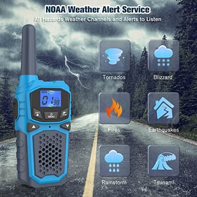 Rechargeable Walkie Talkies for Adults Two Way Radios for Outdoors USB Rechargeable Long Range 22 Channel Adapter, Charger, Battery Included with NOAA & Weather Alerts - Image 7