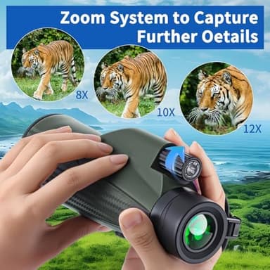 12x56 Monoculars for Adults High Powered, HD BAK4 FMC Monocular Telescope with Smartphone Adapter & Tripod, Portable Lightweight Monocular Scope for Bird Watching, Stargazing, Concerts & Sports Events - Image 2