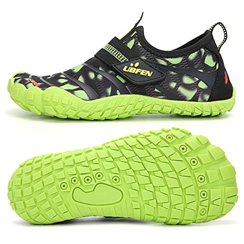 UBFEN Water Shoes for Kids Boys Girls Aqua Socks Barefoot Beach Sports Swim Pool Quick Dry Lightweight Toddler Little Big Kid A Green 5 Big Kid - Image 1
