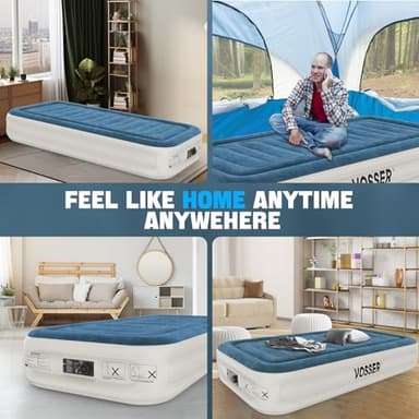 VOSSER Twin Air Mattress with Built-in Pump,Fast & Easy Inflation/Deflation Inflatable Mattress, Foldable Blow Up Mattress with Storage Bag, Inflatable Bed for Home, Camping & Guests - Image 7