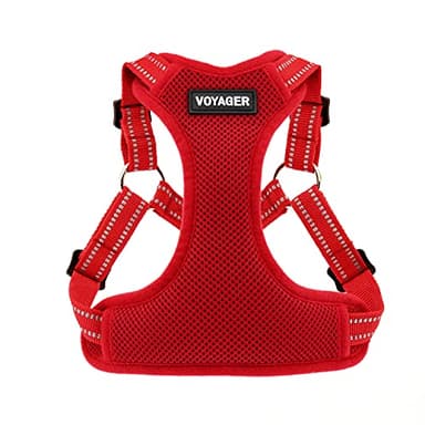 Best Pet Supplies Voyager Adjustable Dog Vest Harness Breathable No Pull Harness for Small, Medium, Large Dogs, Harness for Walking, Jogging, Easy Step-in, Reflective Stripes - Red, L - Image 1