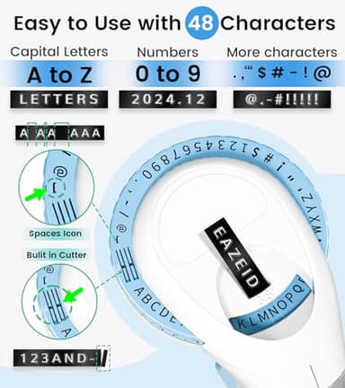 Embossed Label Maker Machine with Tapes, 3D Label Maker Vintage, Retro Embosser Label Maker Machine with 3Rolls Embossing Tapes, Old School Embossing Labeler for Home Kitchen Office and DIY, Blue - Image 3